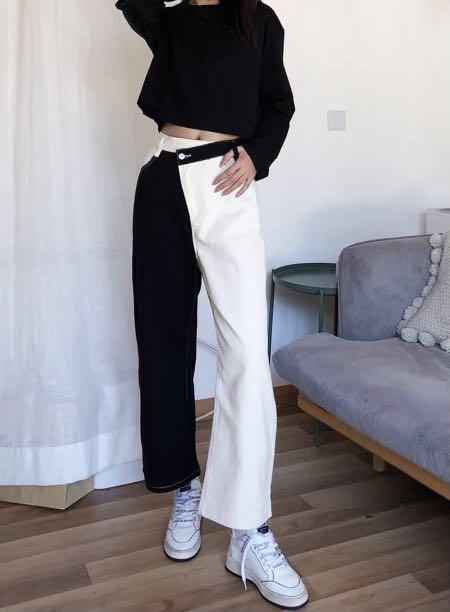 black and white jeans