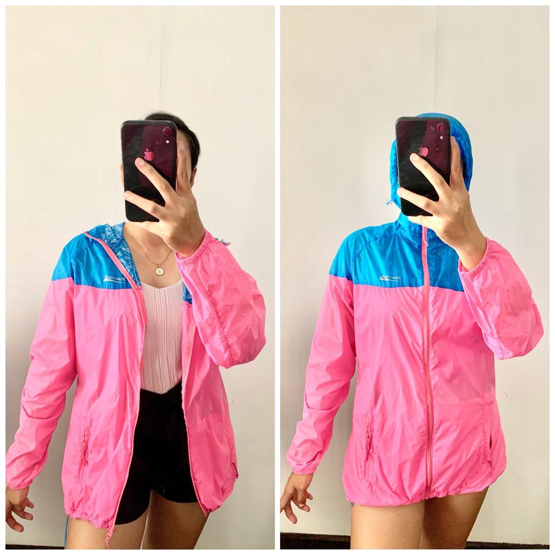 Blue Pink Windbreaker Jacket Women s Fashion Coats Jackets and Outerwear on Carousell