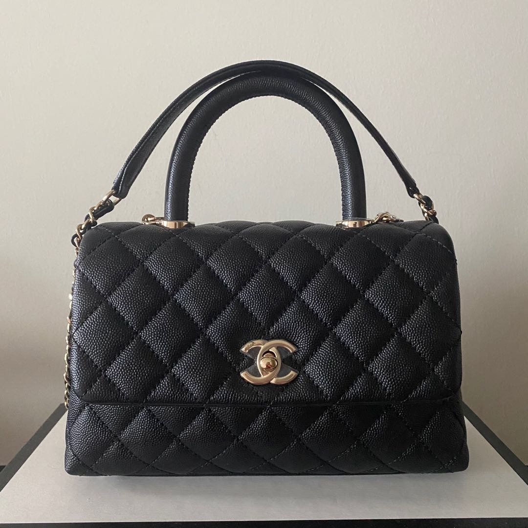 BNIB price reduced Chanel Coco handle mini in black caviar Lghw (24cm),  Luxury, Bags & Wallets on Carousell