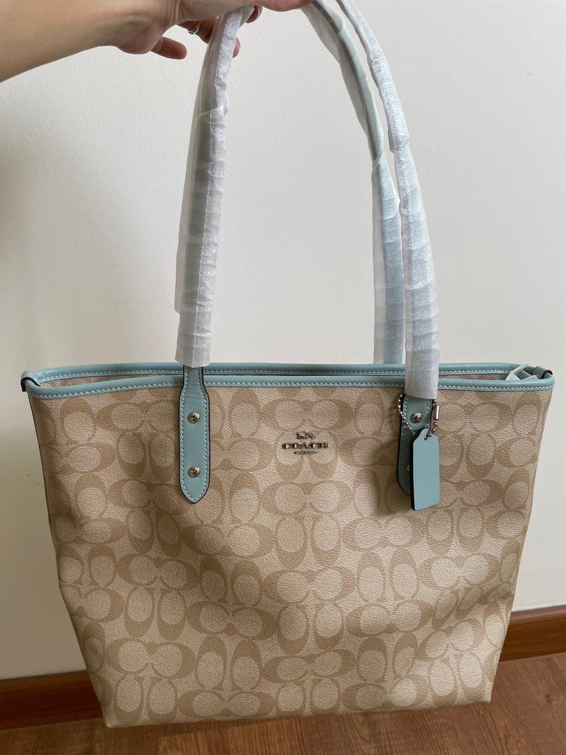 BNIB Coach Sig City Zip Tote Light Khaki Seafoam Women s Fashion Bags Wallets Cross body Bags on Carousell