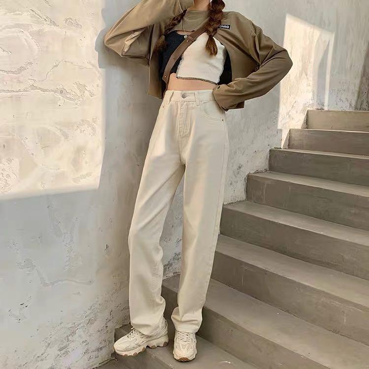BNWT Beige Long Pants High Waist, Women's Fashion, Bottoms, Other Bottoms  on Carousell