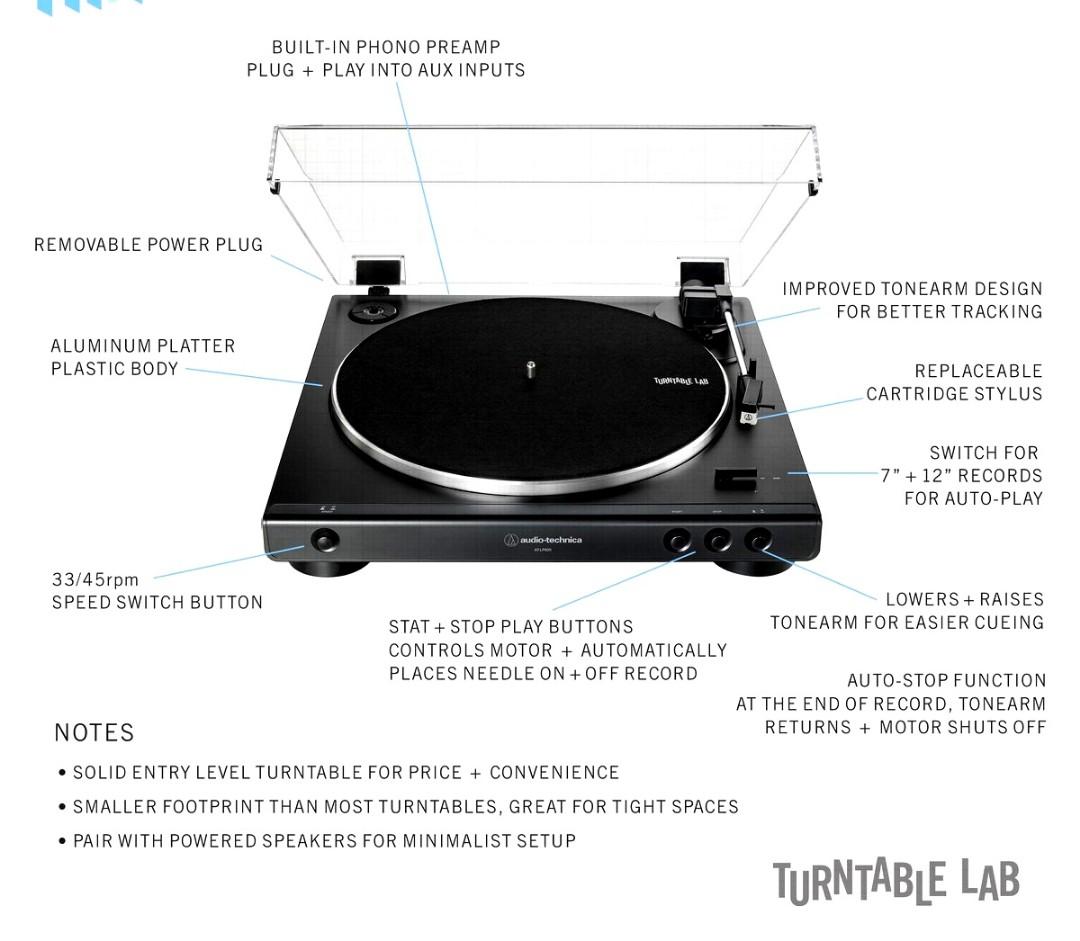 Brand New Audio Technica ATLP60X Brown/Black Fully Automatic Turntable