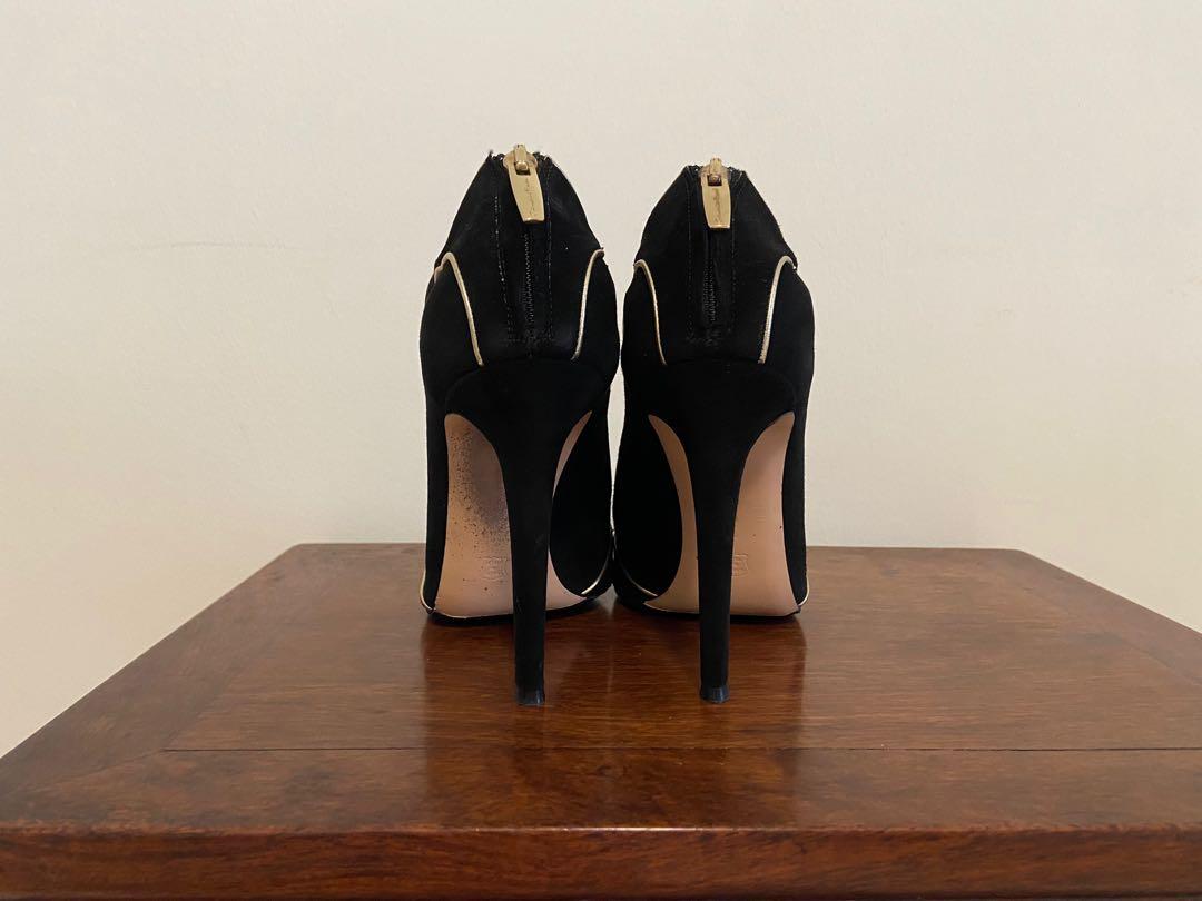 Gianvito Rossi black gold suede heels Women s Fashion Footwear