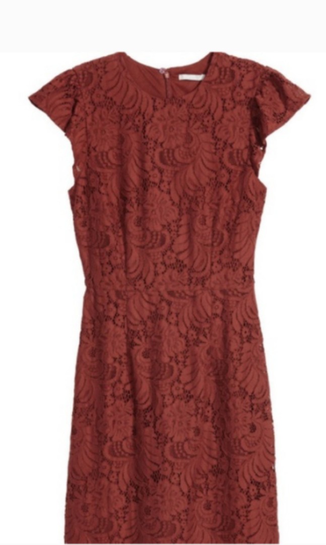 H&M Brown Rust Lace Midi Bodycon Dress, Women's Fashion, Dresses & Sets,  Dresses on Carousell