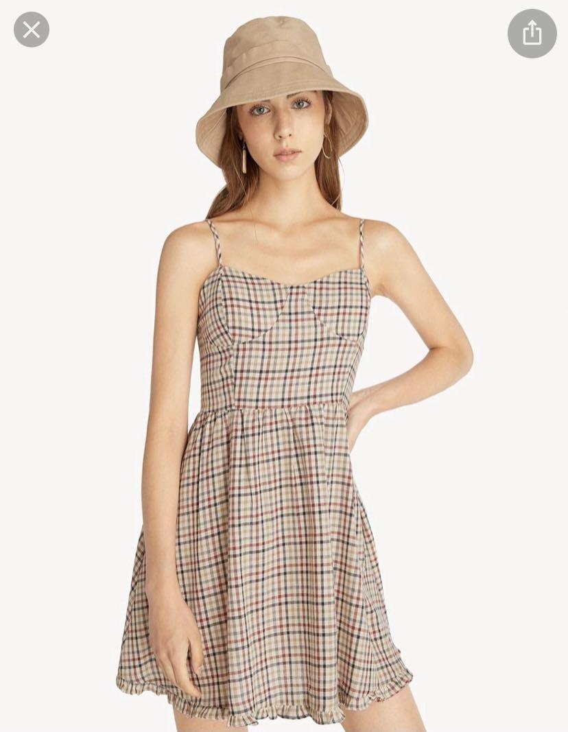 Plaid spaghetti sales strap mini dress