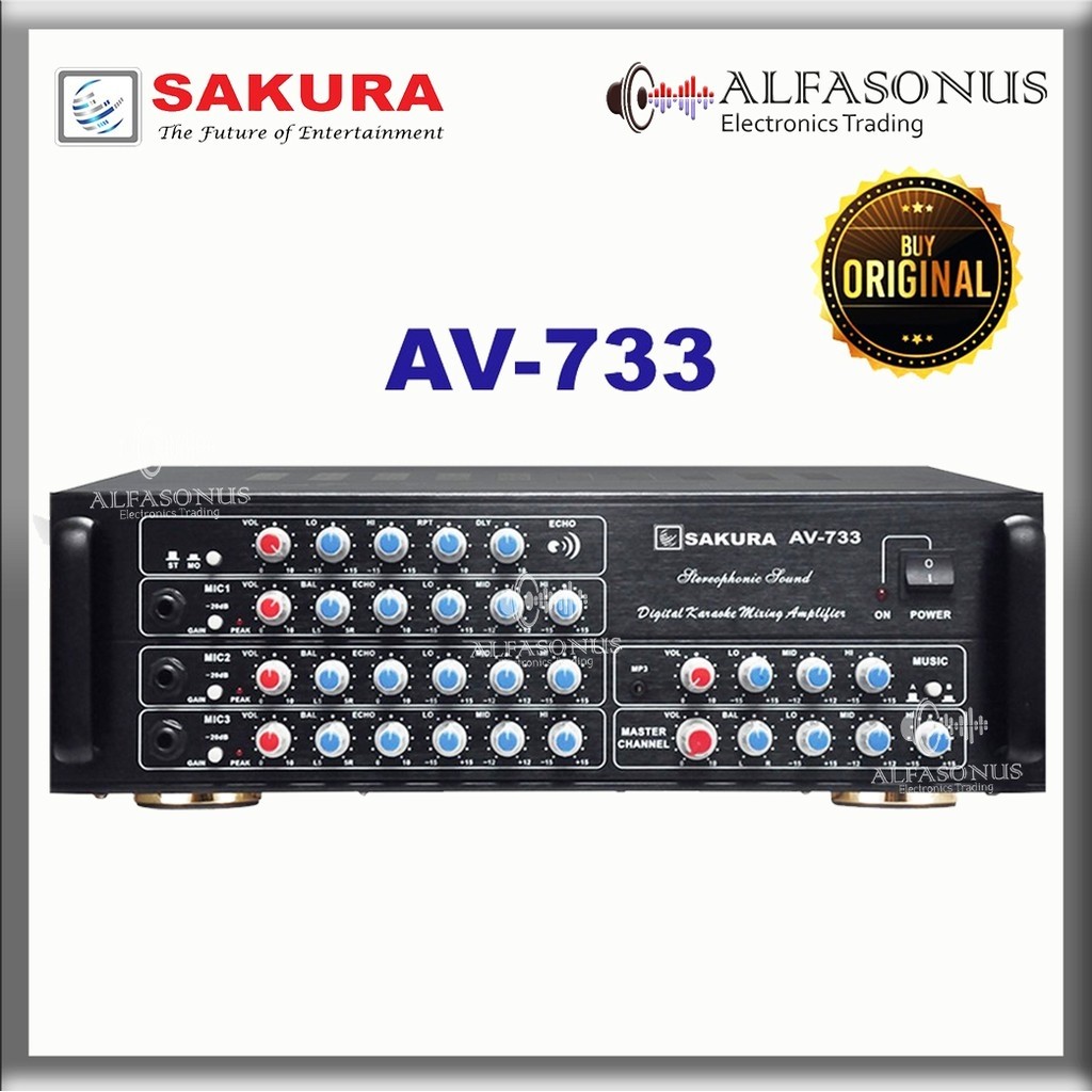 Sakura AV733 450Wx2 Mixing Amplifier W/ 3 Microphone Input, W/ Digital