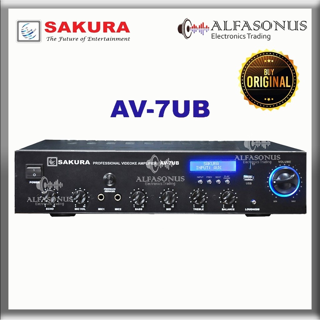 Sakura AV7UB 850Wx2 Amplifier With Bluetooth, USB/SD Port 2 Channel