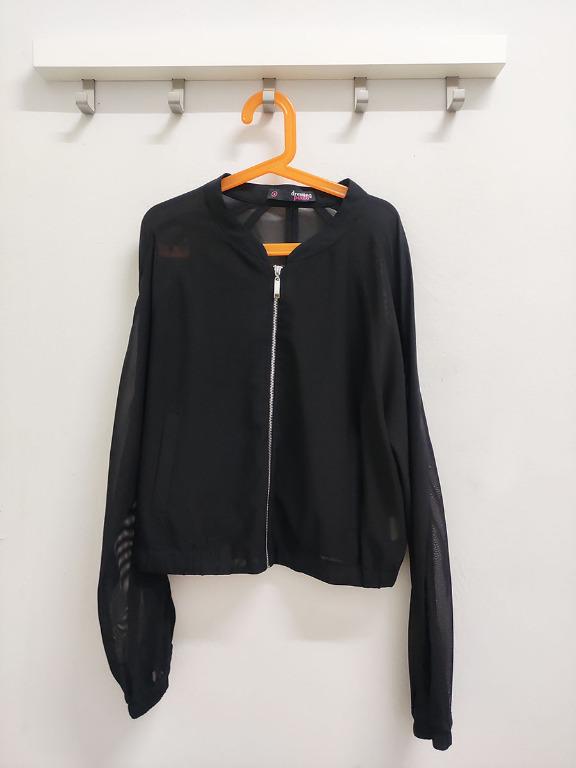 Semi transparent cropped jacket online