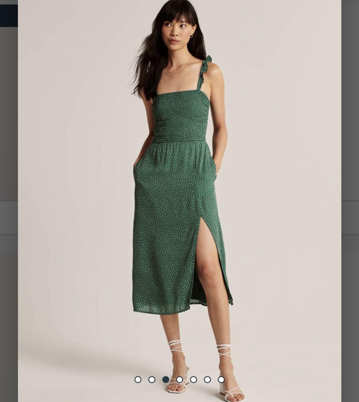 Smocked midi dress abercrombie and fitch
