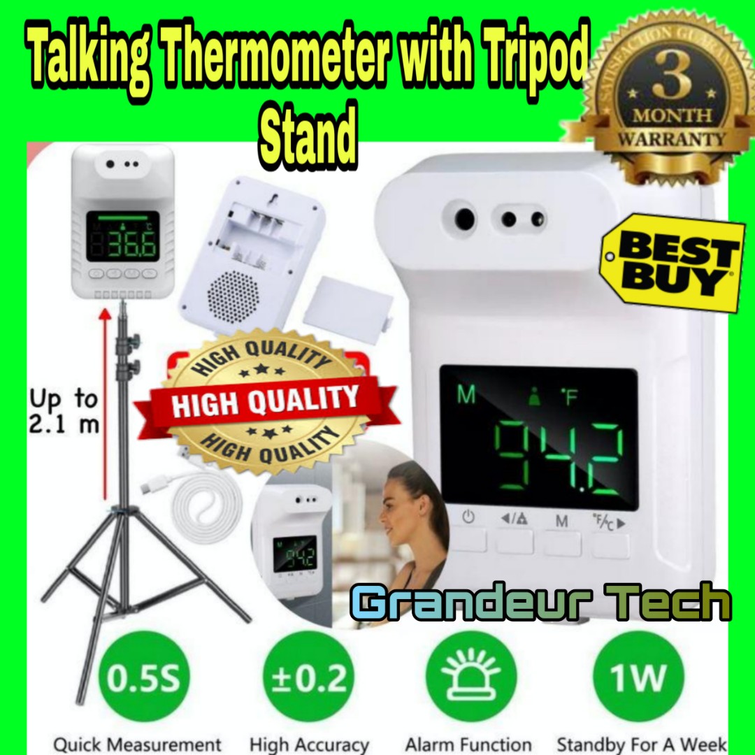 Talking Infrared Thermometer Temperature Scanner with Tripod Stand Non