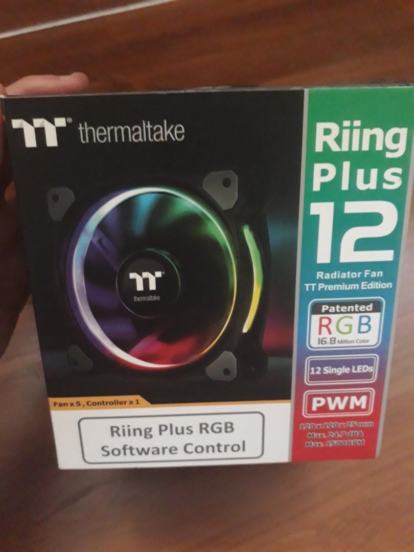 Thermaltake Riing Plus 12 Radiator Fan TT Premium Edition (PWM) (RGB) (5  pcs Fans Controller), Computers  Tech, Parts  Accessories, Computer  Parts on Carousell
