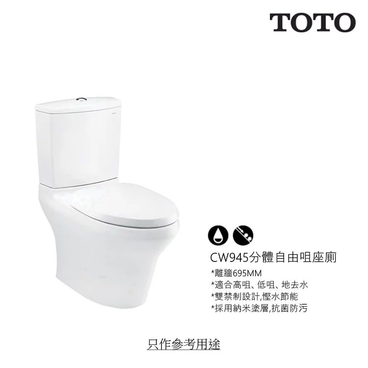 Toto Cw945 直沖式納米分體自由咀座廁 廚房用具 Carousell