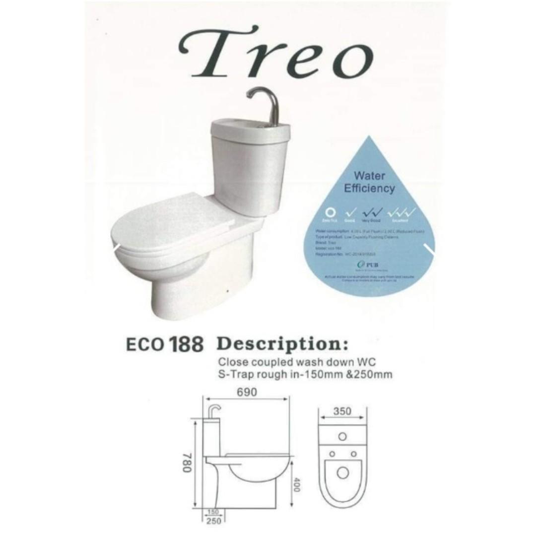TREO ECO188 Toilet Bowl (BTO), Furniture & Home Living, Bathroom