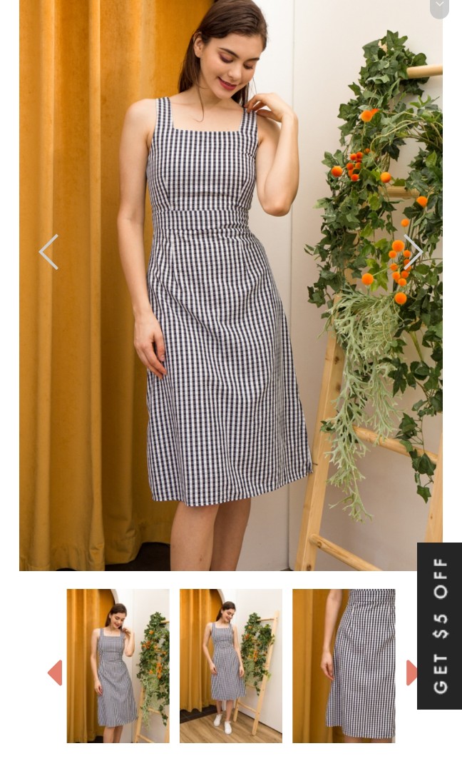 The Stage Walk DIANE GINGHAM PINAFORE DRESS IN BLACK