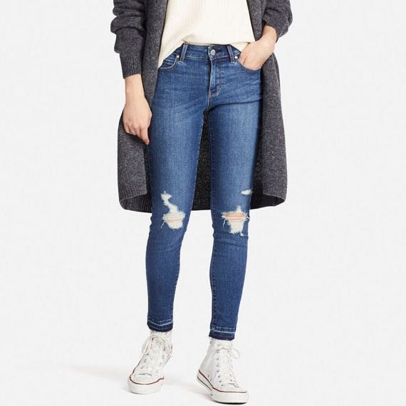 Womens Denim Uniqlo Ultra Stretch High Rise Ankle Jeans Uniqlo Women Ultra  Stretch Distressed Jeans Ripped Denim Jeans