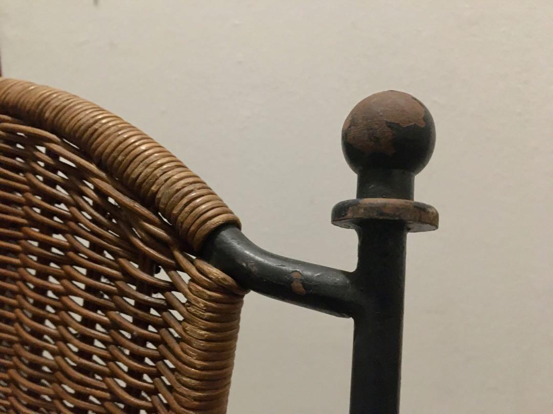 Vintage Pair of Cast Iron & Wicker Chairs, Furniture & Home Living