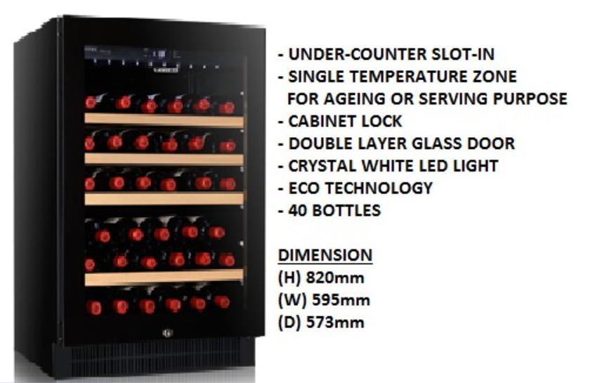 VINTEC V40SGEBK 40 BOTTLES UNDERCOUNTER WINE CELLAR FRIDGE, TV & Home Appliances, Kitchen