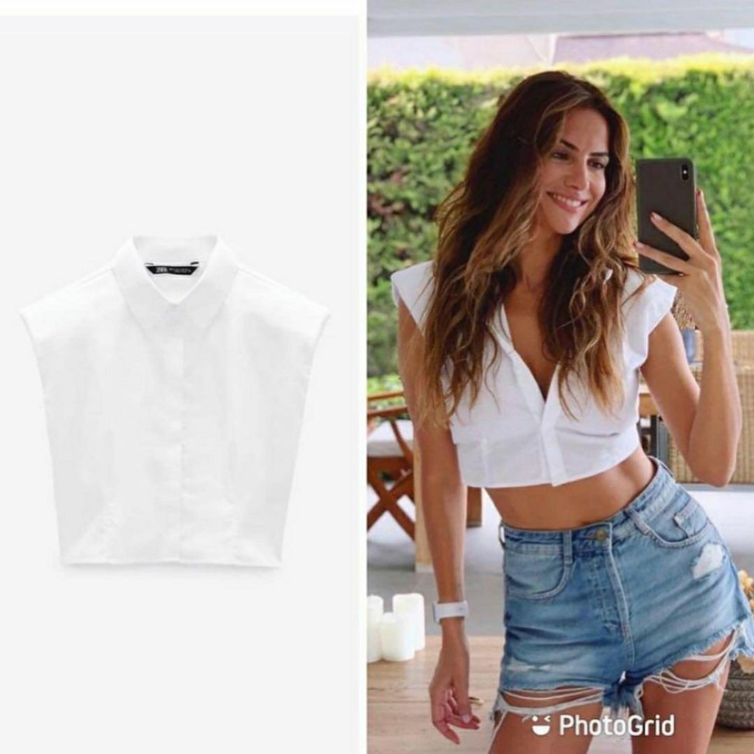 Zara Poplin Shirt with Shoulder Pad 