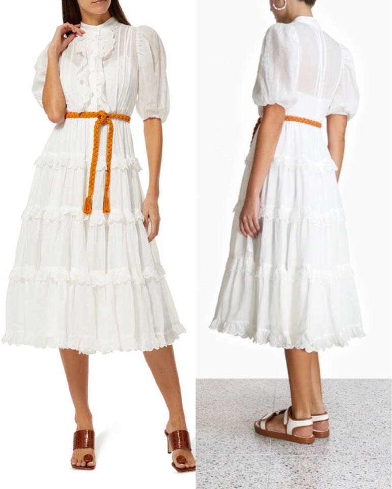 Zimmermann Amelie Scallop Frill Midi Dress, Women's Fashion, Clothes