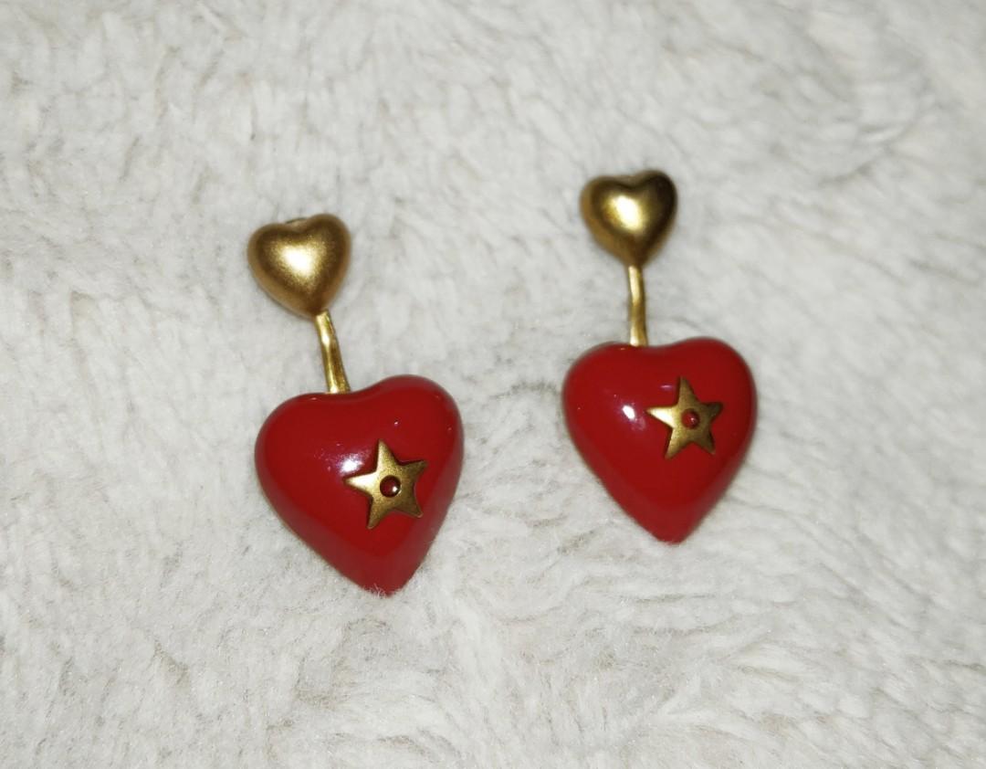 Dior red clearance heart earrings