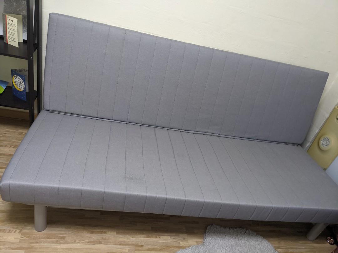 3 seater Ikea Sofa Bed Futon - Grey, Furniture & Home Living, Furniture,  Sofas on Carousell