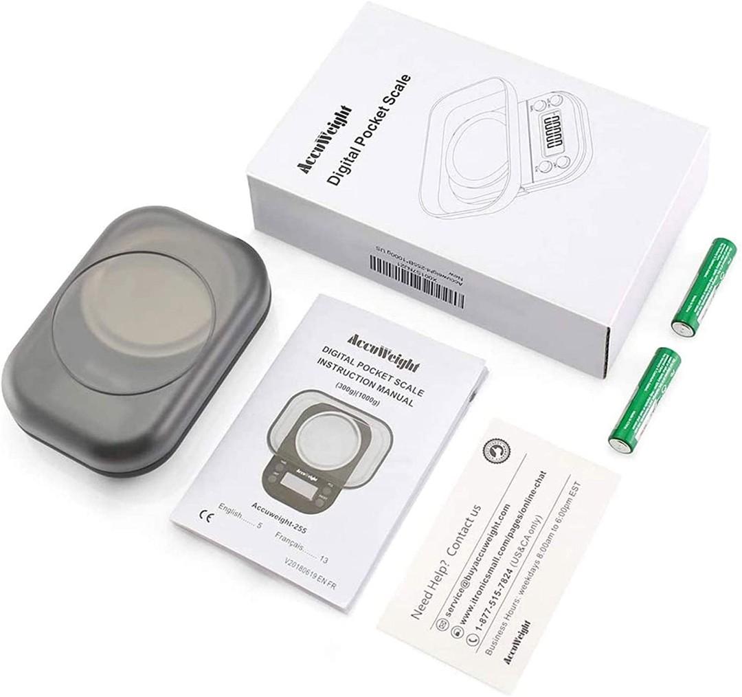 Accuweight Mini Pocket Gram Scale for Jewelry Digital Food Kitchen Scale 1000 by 0.1g with Tare and Calibration Weight Scale