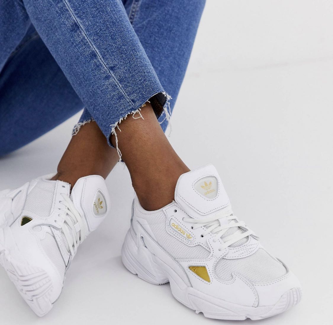 White adidas outlet falcon trainers
