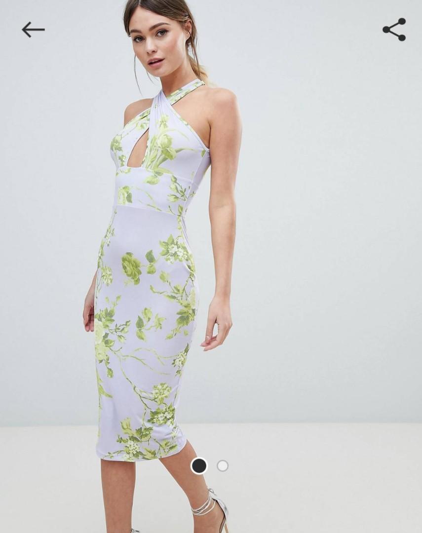 ASOS Floral Cross Front Bodycon Dress Women s Fashion Dresses Sets Dresses on Carousell