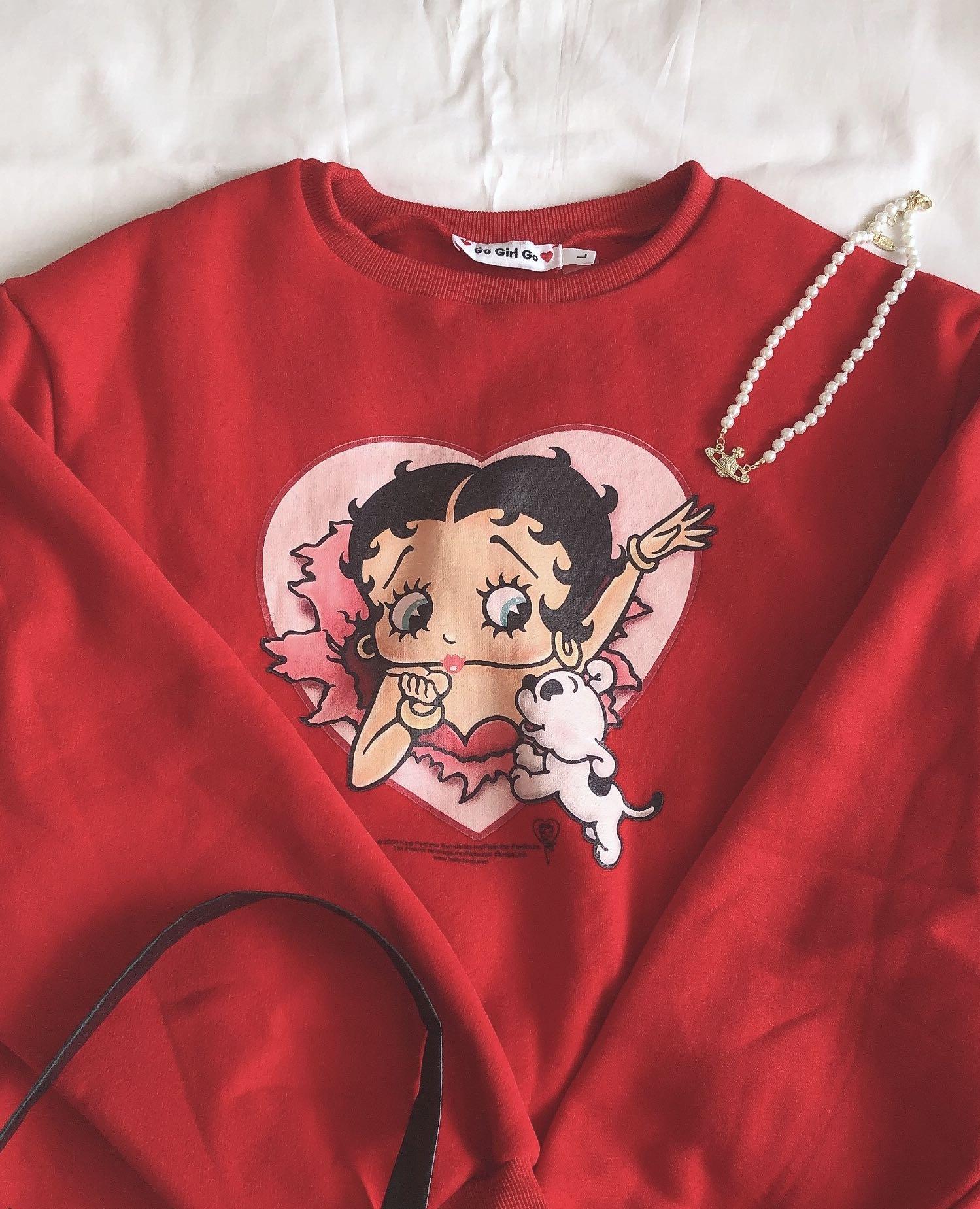betty boop red crewneck, Women's