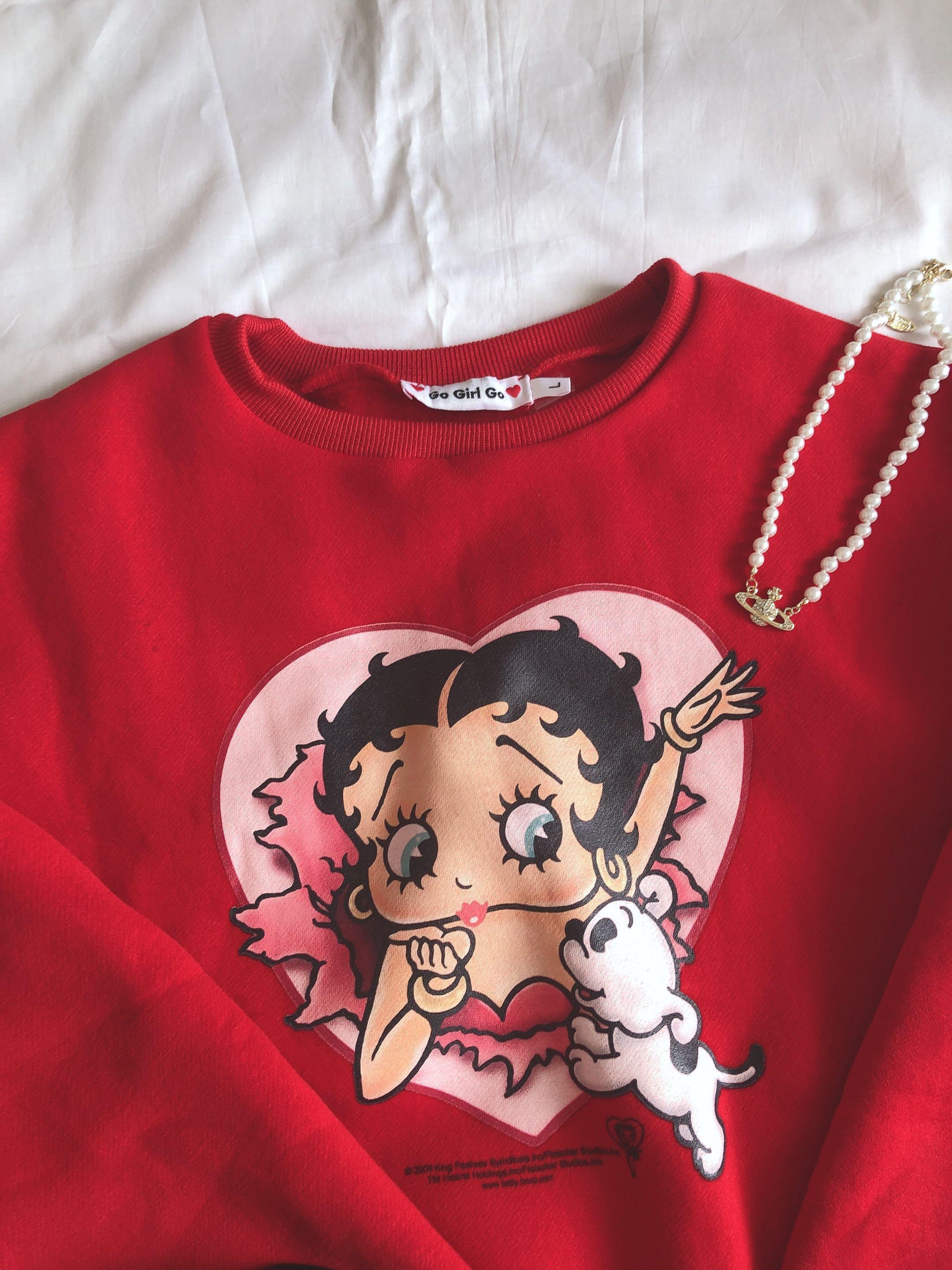 betty boop red crewneck, Women's Fashion, Tops, Other Tops on Carousell
