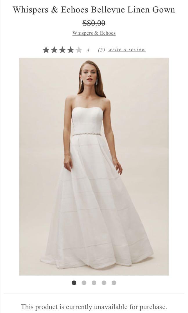 BHLDN Whispers Echoes Linen Wedding Gown Women s Fashion