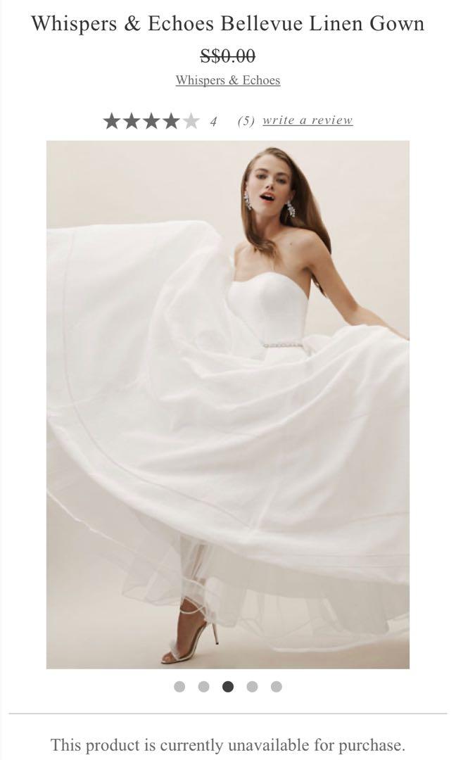 BHLDN Whispers Echoes Linen Wedding Gown Women s Fashion