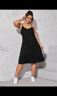 [BNIB] SHEIN CURVE SOLID MIDI BLACK CAMI DRESS