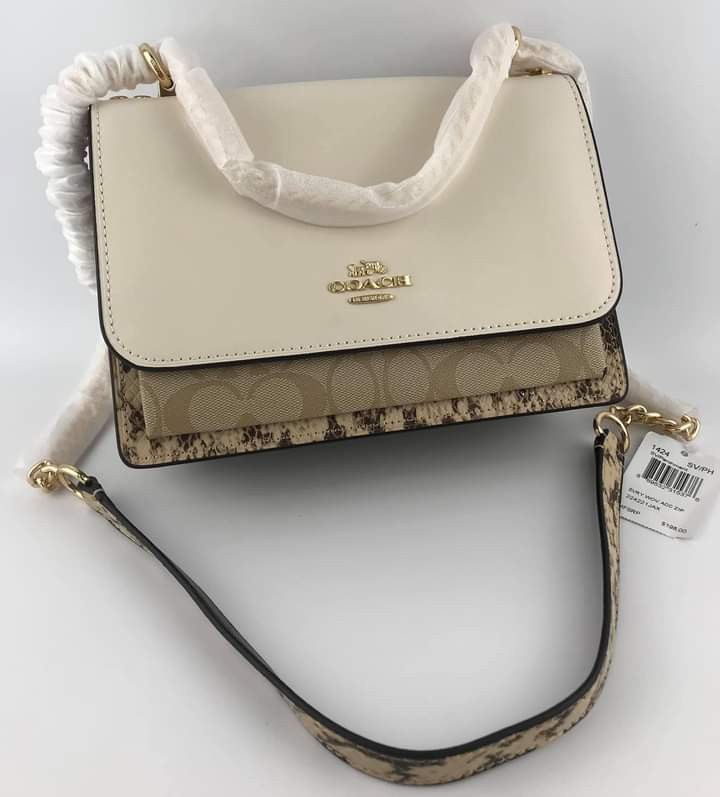 Coach Klare Crossbody White with Snakeskin detail Looking For on Carousell