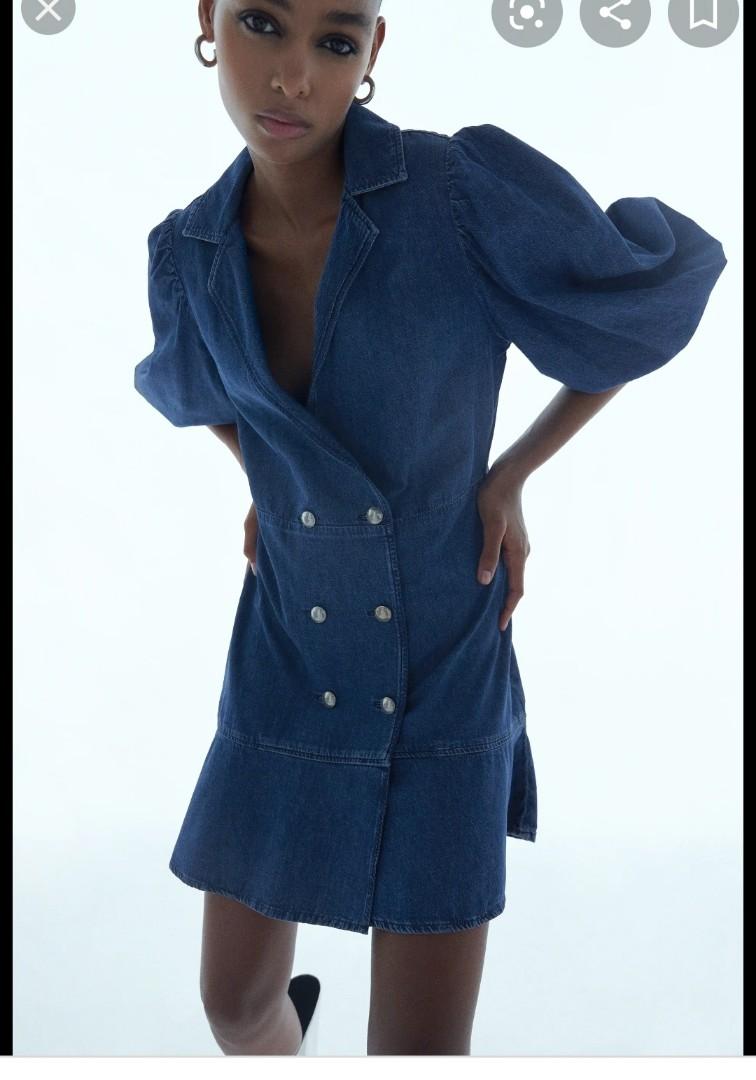 Double breasted denim dress, Fesyen 