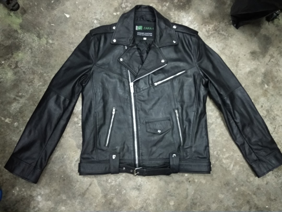 double collar leather jacket