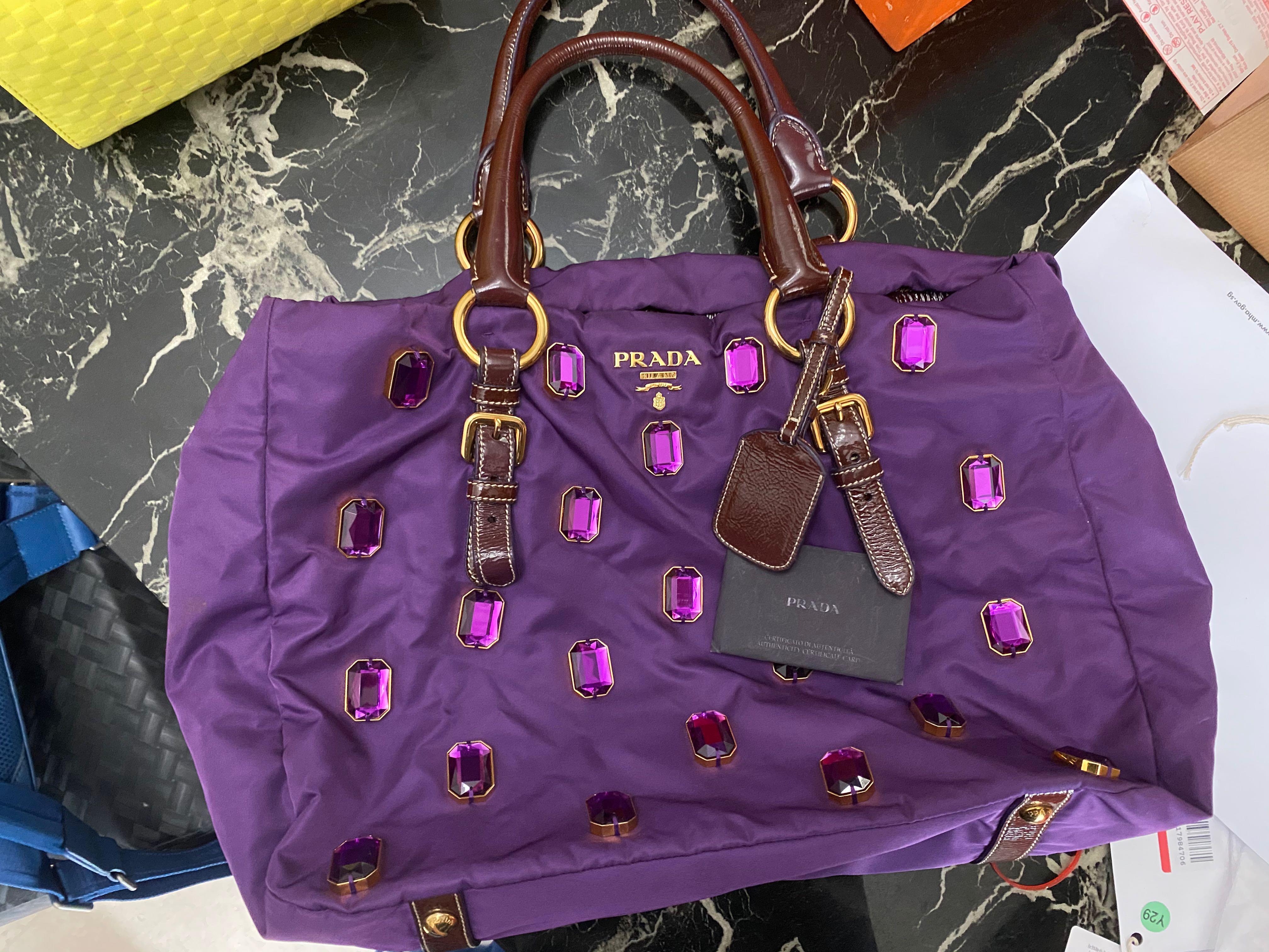 Fast Deal!! Preloved Prada Nylon Leather Crystal Purple tote bag, Luxury,  Bags & Wallets on Carousell