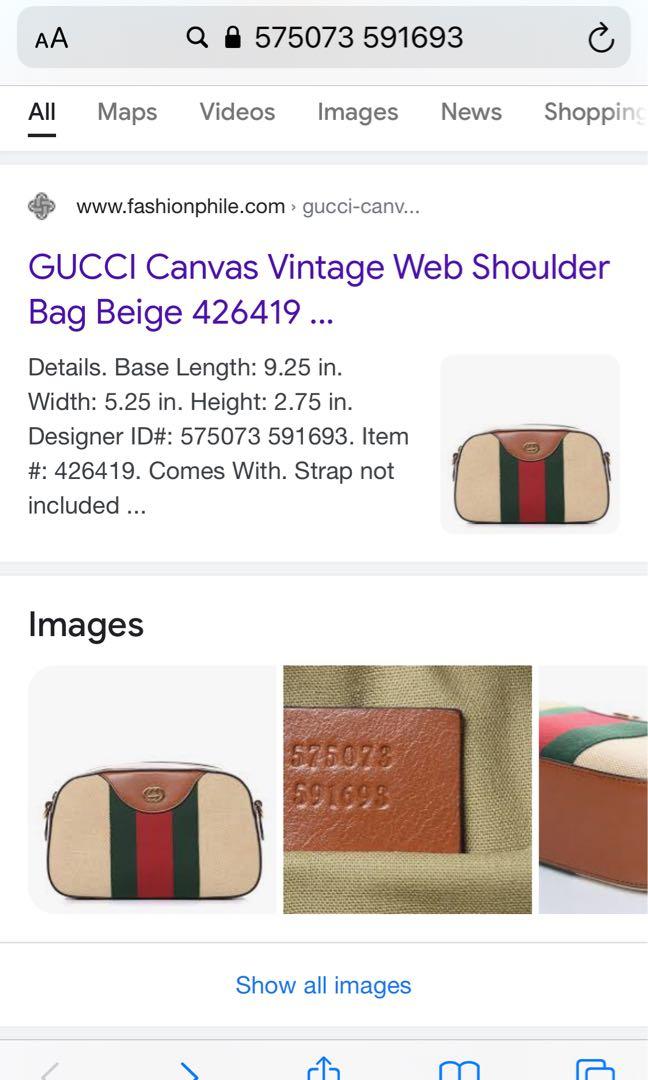GUCCI Vintage Web Canvas Shoulder Bag Beige 575073