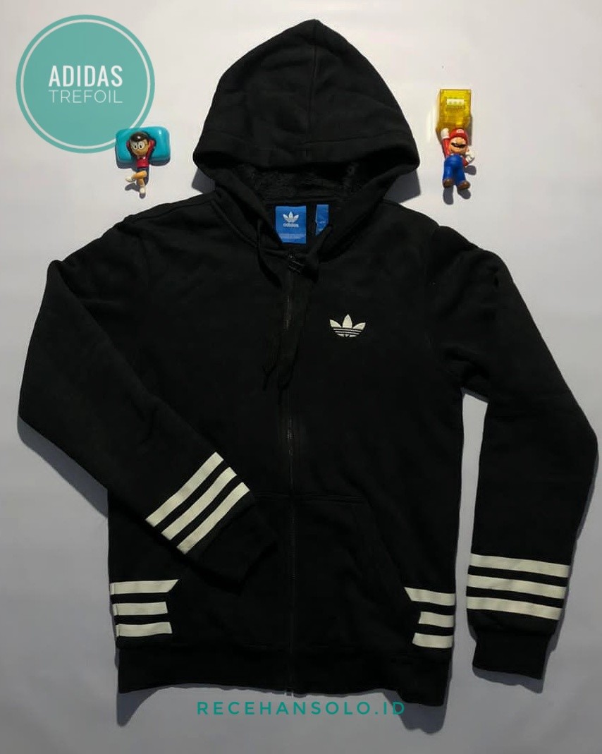 Hoodie zipper ADIDAS Trefoil original preloved import Fesyen Pria