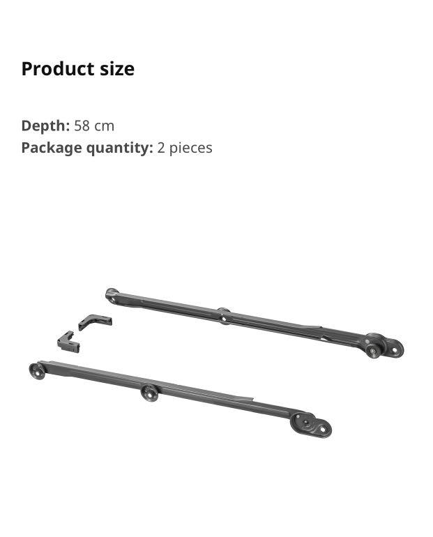 Ikea komplement Pullout rail for baskets, dark grey 58 cm, Furniture