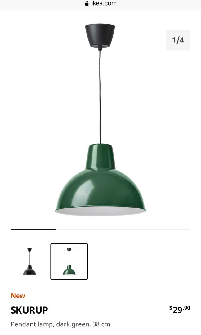 Ikea Skurup Dark Green Ceiling Pendant Lamp Furniture Home Living Lighting Fans On Carou - Dark Green Ceiling Light Shade