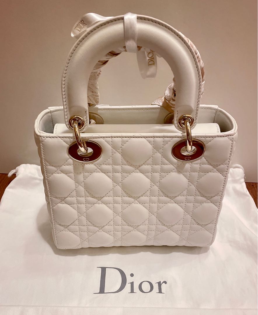 Medium Lady DLite Bag Black and White Houndstooth Embroidery  DIOR PT