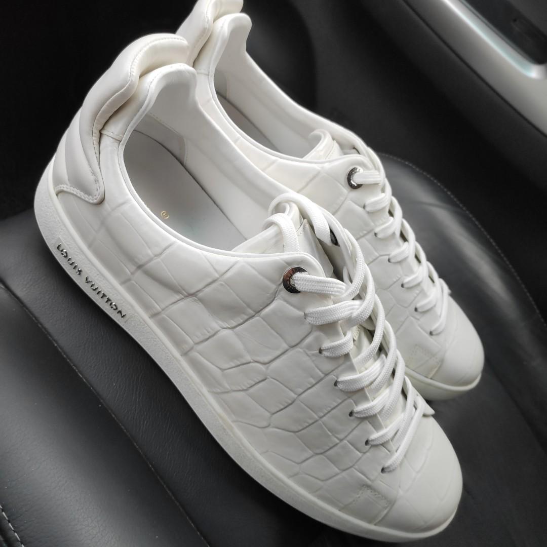 Louis Vuitton Men's White Leather Alligator Frontrow Sneaker