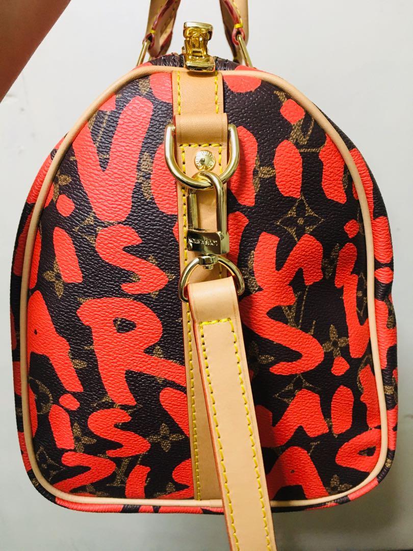 LV Graffiti Speedy Bandouliere 30 with Code, Luxury, Bags