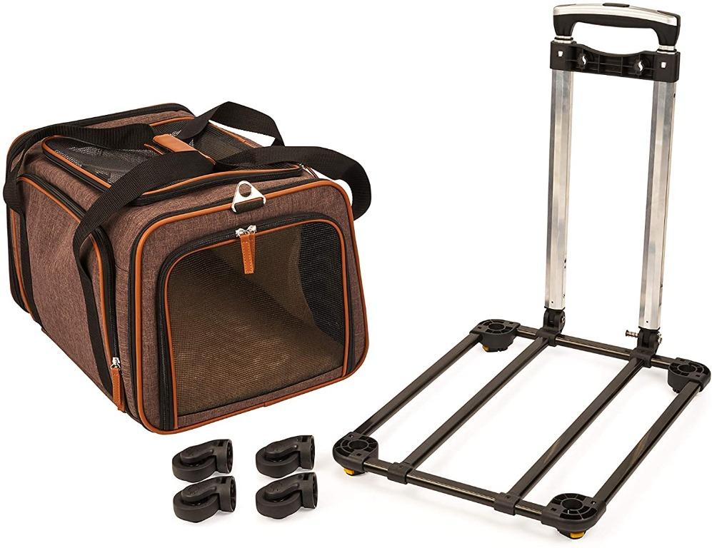 Pet Peppy Premium Airline Approved Expandable Pet Carrier with Wheels