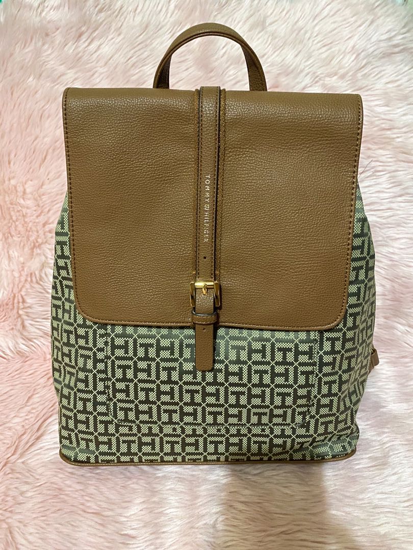 Tommy Hilfiger Jacquard Flap Backpack, Women's Fashion, Bags & Wallets