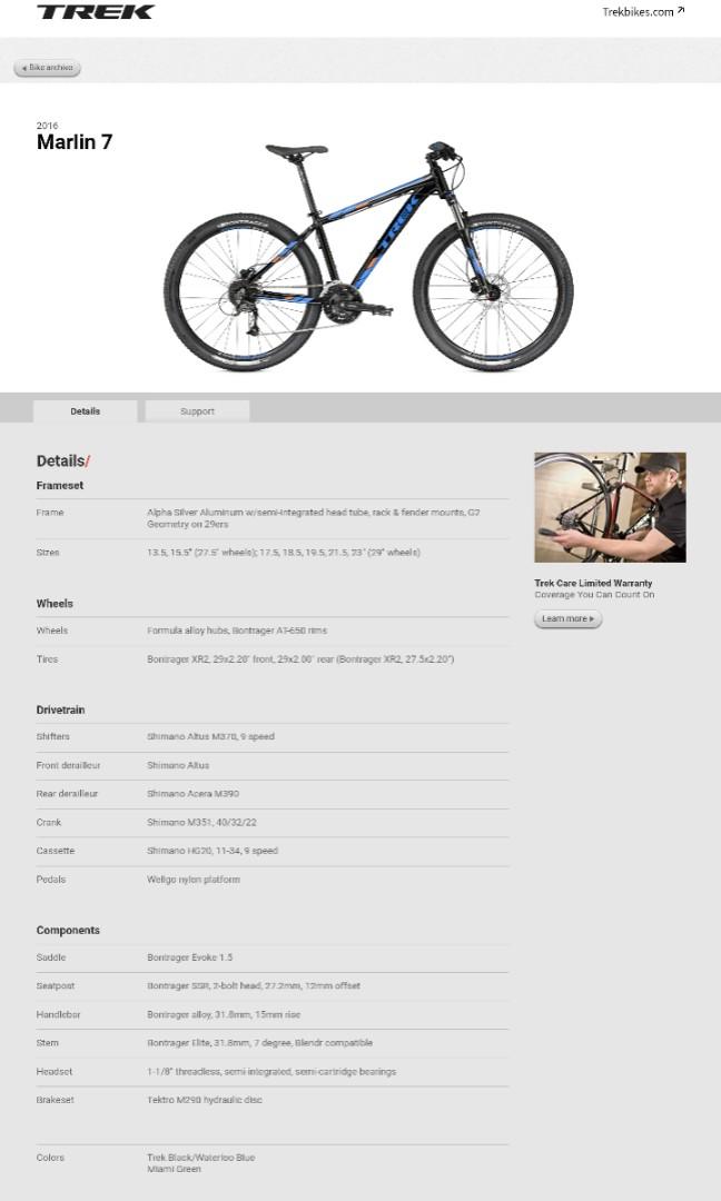2016 trek marlin shop 7 blue book