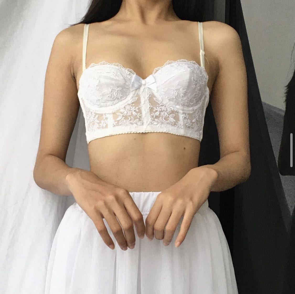 white bustier crop