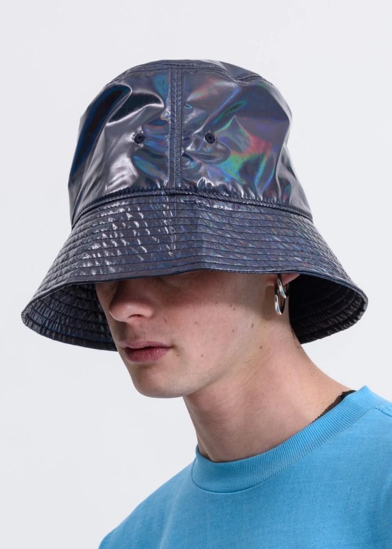 We11done Navy New Rubber Patch Bucket Hat 漁夫帽幻彩, 男裝, 手錶及