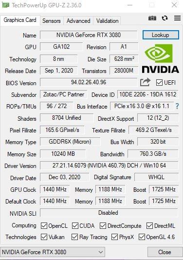 Rtx 3080 2025 zotac